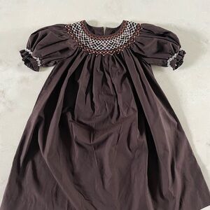 Charming Chocolate Smocked Kids Dress